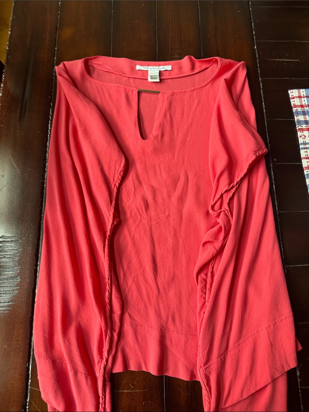 Diane Von Furstenberg Coral Pink Keyhole Long Sleeve Tunic